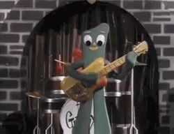 Rocker Gumby Playing Guitar GIF