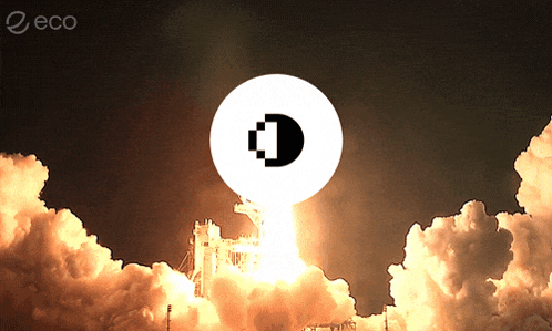 Rocket Being Launched With Eco On Bottom Right GIF