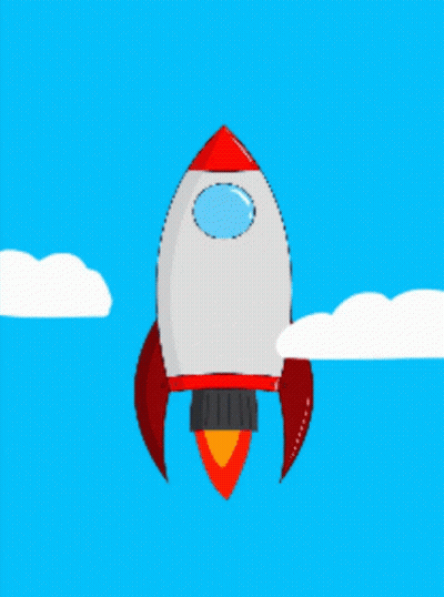 Rocket Flying Through Blue Sky With Clouds