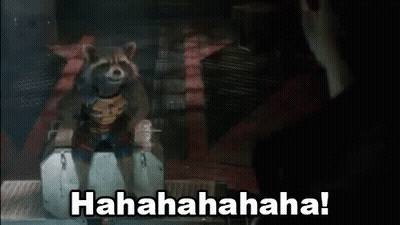 Rocket Raccoon Laughing Sitting On Box GIF