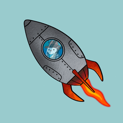Rocket Ship Penguin On Space GIF