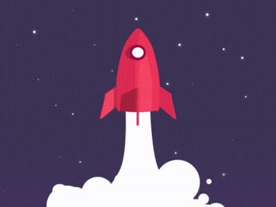 Rocket Taking Off With Planet GIF