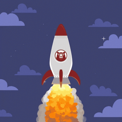Rocket With Dog Picture Flying Through Night Sky GIF