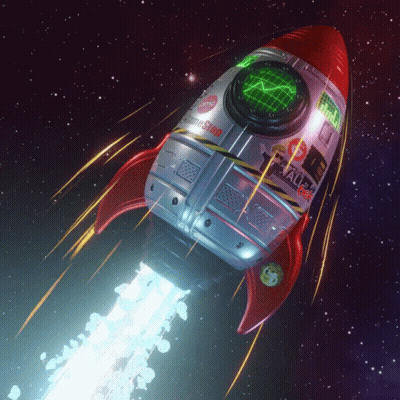 Rocket With Gamestop Word Flying GIF