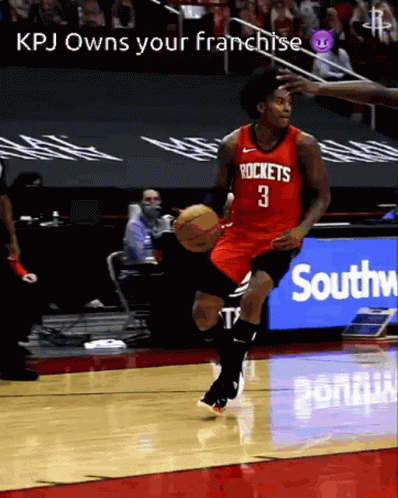Rockets Basketball Player Dribbling Ball GIF