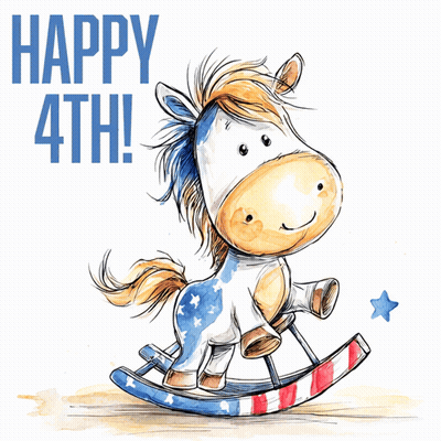 Rocking Horse With Happy 4Th GIF