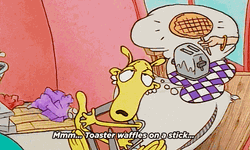 Rockos Modern Life Thinking About Waffles On Stick GIF