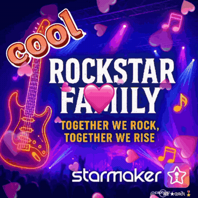 Rockstar Family Poster With Guitar And Hearts GIF