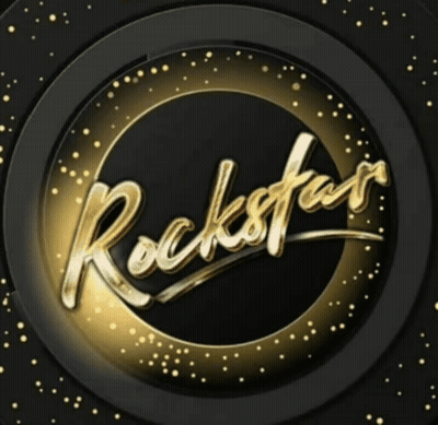 Rockstar In Gold On Black Circle GIF