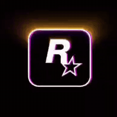 Rockstar Logo Glowing In Dark With Star GIF