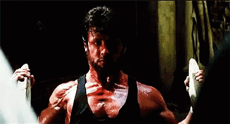 Rocky 4 Sylvester Stallone And Dolph Lundgren Work Out GIF