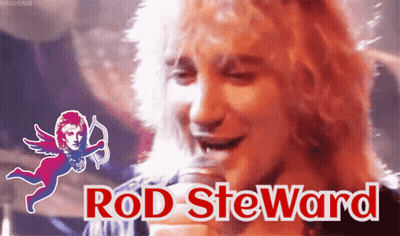 Rod Stewart Poster With Cupid And Microphone GIF