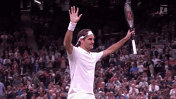 Roger Federer Clapping With His Racket