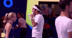 Roger Federer Covering His Ears