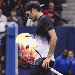 Roger Federer Racket On Fire