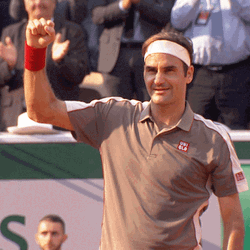 Roger Federer Waving His Fist