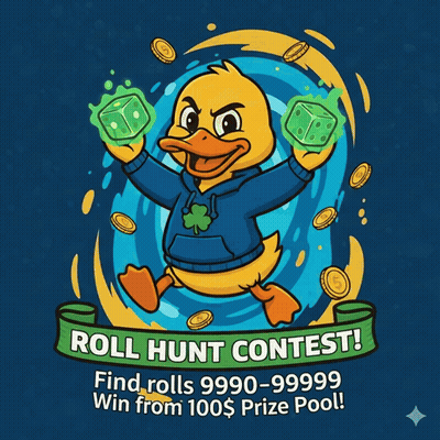 Roll Hunt Contest Poster With Duck In Blue Hoodie GIF