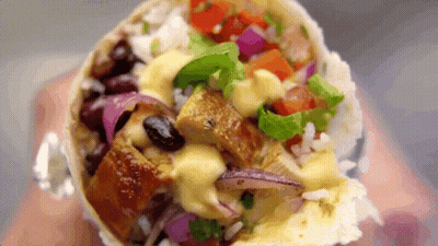 Rolled Tortilla With Meat And Rice GIF