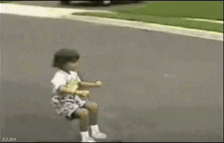 Roller Blading Kid Faceplant On Grass GIF