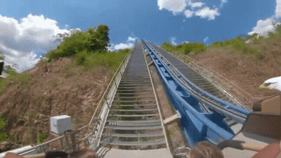 Roller Coaster Going Up Hill Blue Sky GIF