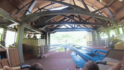 Roller Coaster Ride With Exit Sign GIF