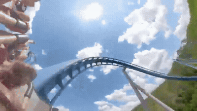 Roller Coaster With Blue Sky And Clouds GIF