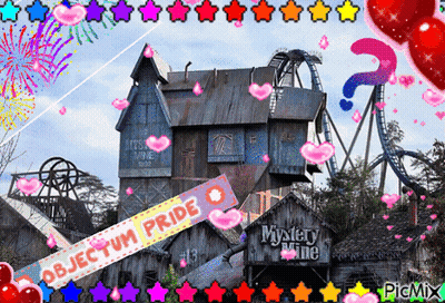 Roller Coaster With Objectim Pride Sign GIF