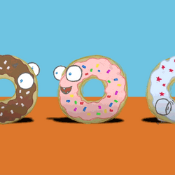 Rolling Flavors Of Donuts With Eyes GIF
