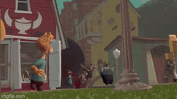 Rolling Huge Stone Chicken  GIF