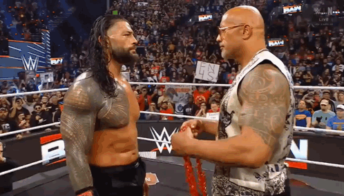 Roman Reigns And The Rock Holding Hands GIF