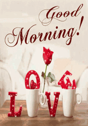 Romantic Good Morning Love Sparkling Rose Mugs GIF