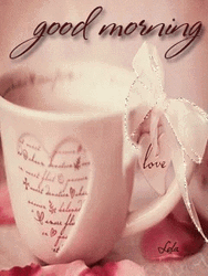Romantic Good Morning Sparkling Ribbon Flying Roses GIF