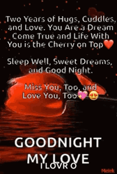 Romantic Good Night My Love Blooming Hearts GIF