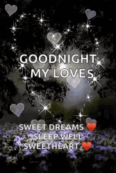 Romantic Good Night My Love Silver Hearts Floating GIF