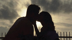 Romantic Kiss Sunset Silhouette GIF