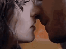 Romantic Lovers Heartfelt Kissing GIF