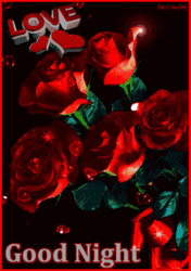 Romantic Roses With Shiny Hearts Good Night GIF