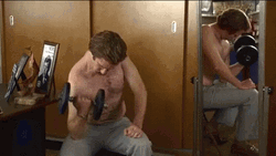 Ron Burgundy Anchorman Lifting Weights Pump  GIF