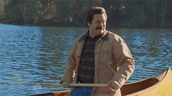 Ron Swanson Row The Boat On Lake GIF