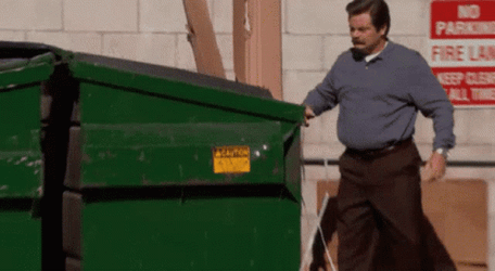 Ron Swanson Throwing Computer In Reverse GIF