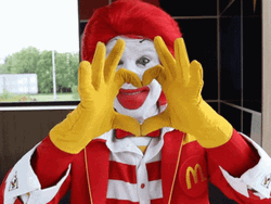 Ronald Mcdonalds Clown Heart Finger Sign Kiss GIF