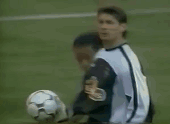 Ronaldinho Stealing The Ball With His Head GIF