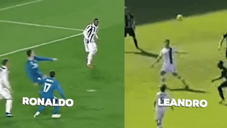 Ronaldo Free Kick Split Screen GIF