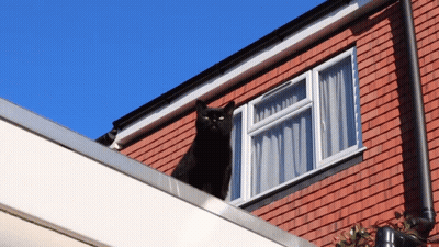 Roof With Hole And Cloudy Sky GIF