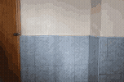 Room Corner With Door And Blue Tiles GIF
