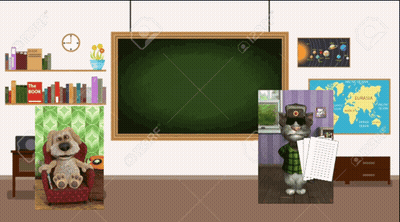 Room With Blackboard, Dog, Cat Picture GIF