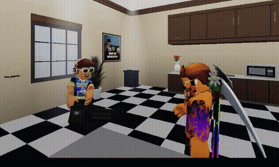 Room With Checkered Floor And Happy Birthday Sign GIF