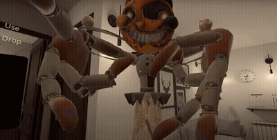 Room With Clock And Sign Saying Use Drop GIF