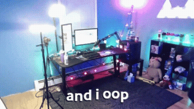 Room With Computer Desk Saying And I Oop GIF
