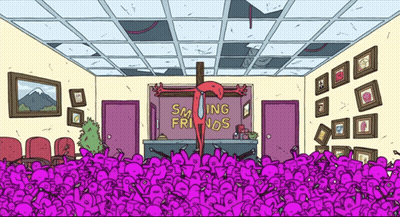 Room With Smiling Friends Sign GIF